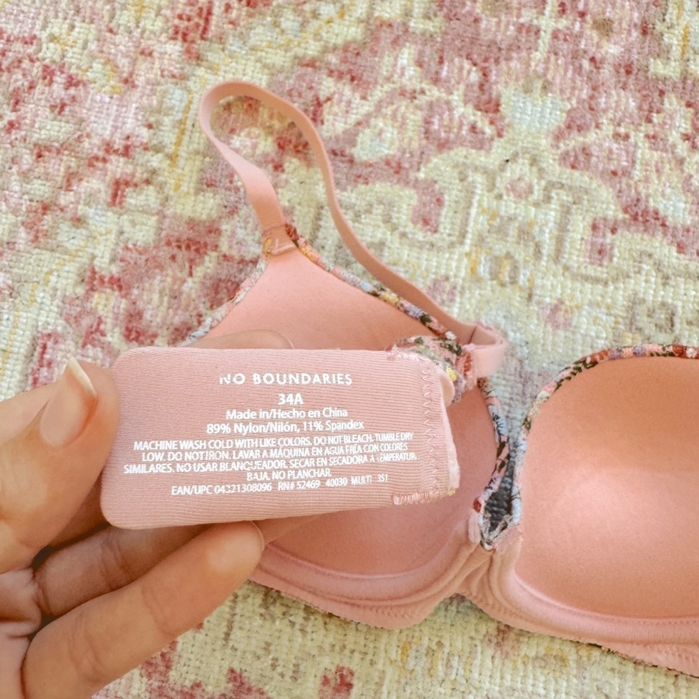 No Boundaries, Woman’s Pink Floral Bra - Picture 3 of 3
